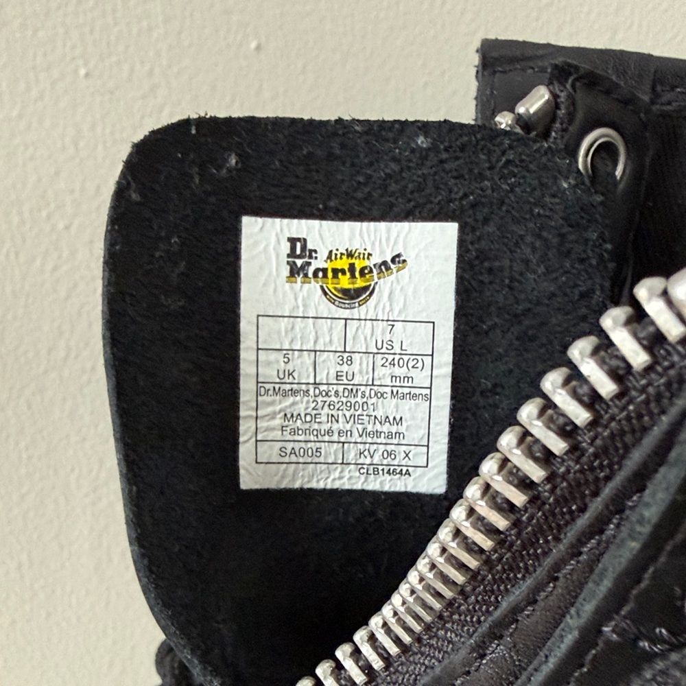 Doc Martens Black Leather Lace-Up Boots with Zippers - Picture 7 of 8